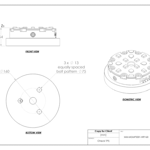 MaxxMagnum (System 3R) Manual Chuck Low Profile 68024V Table Haas HRT160 5